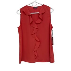 Vince Camuto Sleeveless Ruffle Blouse Women’s Medium Coral